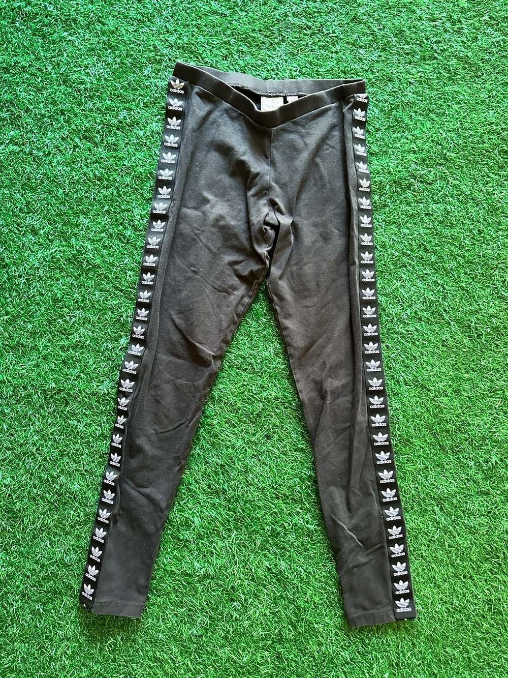 Adidas Originals Women's Black Leggings with Logo Side Tape
